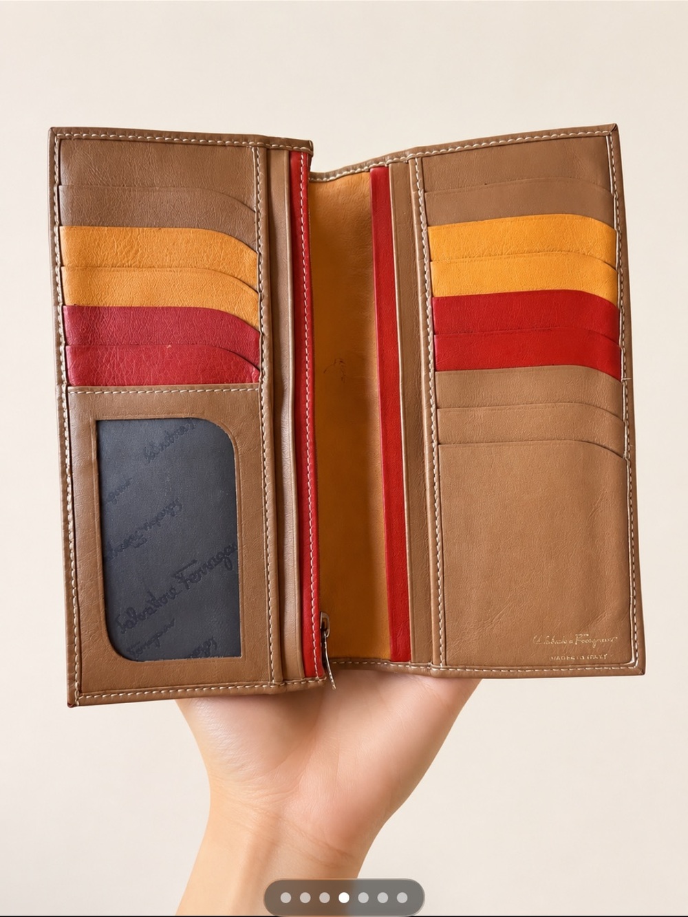 Salvatore Ferragamo COLORFUL UNIQUE GANCINI Embossed Wallet EUC - Picture 3 of 11